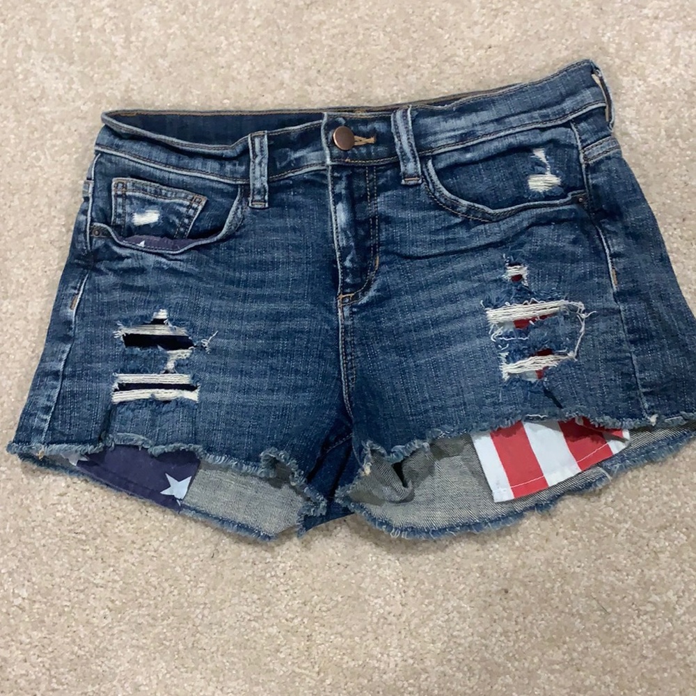 Harper American flag jean shorts